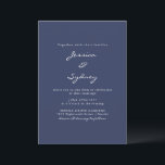 Convites Casamento de Script Azul com Marinho Moderno Minim<br><div class="desc">Convite para Casamento de Script Azul de Marinho Moderno Minimalista</div>
