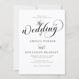 Convites Casamento de Script Black White