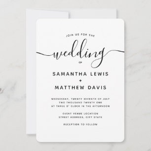 Convites Casamento de Script Bohemian Minimalista