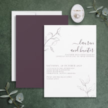 Casamento de Script Botânico Floral de Roxo Púrpur