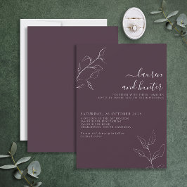 Convites Casamento de Script Botânico Floral de Roxo Púrpur