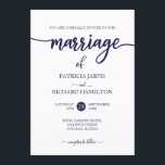 Convites Casamento De Script Branco E Azul De Marinho Elega<br><div class="desc">Convite De Casamento De Script Branco E Azul De Marinho Elegante</div>