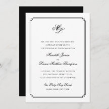Casamento de Script Branco e Preto do Monograma El