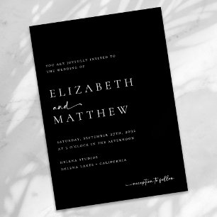 Convites Casamento De Script Branco E Preto Moderno