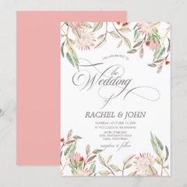 Convites Casamento de Script Calligráfico de Flores Austral