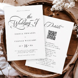 Convites Casamento de Script Charm Elegante Tudo em Um