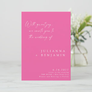 Convites Casamento de Script Chic Minimalista Elegante Rosa