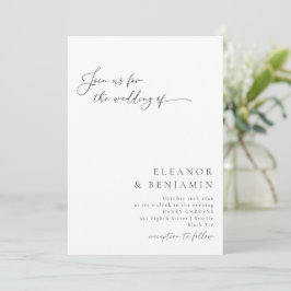Convites Casamento de Script Chic Preto-Branco Minimalista 