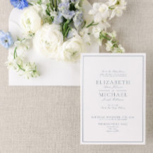 Casamento de Script Clássico Azul Elegante Dusty