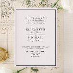 Convites Casamento de Script Clássico Branco e Preto Elegan<br><div class="desc">Celebrar a união de dois corações e duas famílias unidas com nosso convite especial ao casamento clássico preto e branco, honrando a tradição apreciada de ambos os grupos de pais que hospedam a celebração. Este convite é um belo testemunho da unidade, do amor, e da fusão de famílias, cuidadosamente trabalhado...</div>