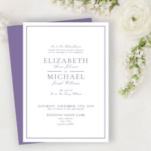 Convites Casamento de Script Clássico de Lavanda Lilac Eleg