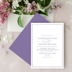 Convites Casamento de Script Clássico de Lavanda Lilac Form