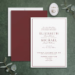 Convites Casamento de Script Clássico Elegante Burgundy<br><div class="desc">Um convite de casamento clássico, elegante e burgundy, com caligrafia de script. Perfeito para a noiva moderna ter um caso formal. Consulte a coleção de cheios aqui: https://www.zazzle.com/collections/elegant_burgundy_classic_script_wedding-119551906868087326 Entre em contato com o designer para obter produtos correspondentes. Muito obrigado por apoiar a nossa pequena empresa, que apreciamos muito! Estamos tão...</div>