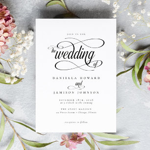 Convites Casamento de Script Clássico Elegante de Caligrafi