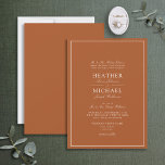 Convites Casamento de Script Clássico Laranja Queimado Form<br><div class="desc">Um convite formal clássico de casamento Burnt Orange,  com caligrafia de script. Perfeito para a noiva moderna ter um caso formal. Consulte a coleção de cheios aqui: https://www.zazzle.com/collections/elegant_burnt_orange_classic_script_wedding-119586740302574987 Copyright Anastasia Surridge for Elegant Invites,  todos os direitos reservados.</div>