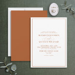 Convites Casamento de Script Clássico Laranja Queimado Form<br><div class="desc">Um convite formal clássico de casamento Burnt Orange,  com caligrafia de script. Perfeito para a noiva moderna ter um caso formal. Consulte a coleção de cheios aqui: https://www.zazzle.com/collections/elegant_burnt_orange_classic_script_wedding-119586740302574987 Copyright Anastasia Surridge for Elegant Invites,  todos os direitos reservados.</div>