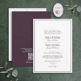 Convites Casamento de Script Clássico Roxo Tradicional do C