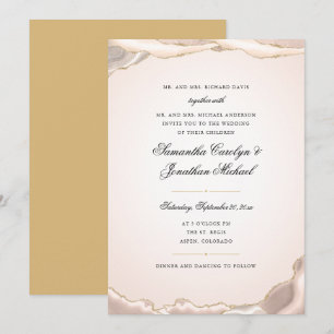 Convites Casamento de Script de Agitação Leve e Dourada Gli