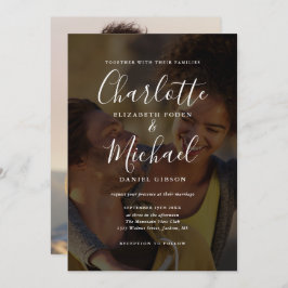 Convites Casamento de Script de Assinatura de Foto Elegante