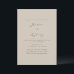 Convites Casamento de Script de Beige Moderno Minimalista<br><div class="desc">Convite para Casamento de Script de Taupe Moderno Minimalista Beige</div>