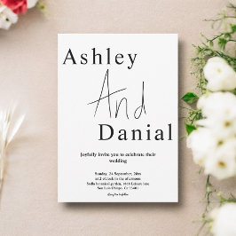 Convites Casamento De Script De Caligrafia Branca E Preta E