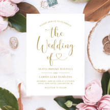 Casamento de Script de Caligrafia Dourada Moderna