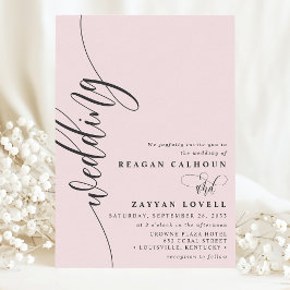 Convites Casamento de Script de Caligrafia Elegante Cor-De-