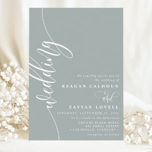 Convites Casamento de Script de Caligrafia Elegante Dusty S