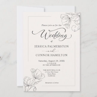 Convites Casamento de Script de Caligrafia Elegante Simples