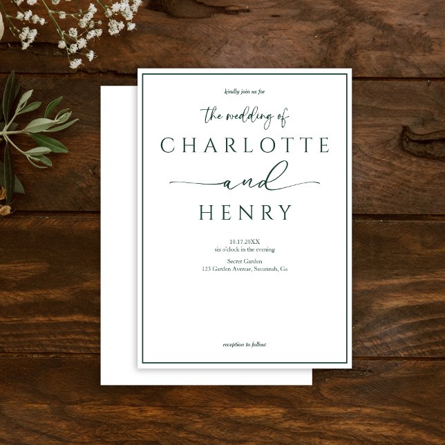 Convites Casamento de Script de Caligrafia Moderna Minimali (Criador carregado)