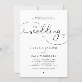 Convites Casamento de Script de Caligrafia Romântica Elegan