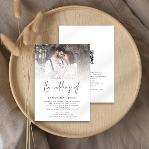 Convites Casamento de Script de Código QR de Foto Moderna