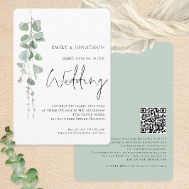 Convites Casamento de Script de Código QR do Eucalyptus Mod