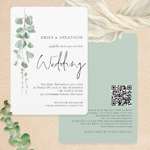 Convites Casamento de Script de Código QR do Eucalyptus Mod