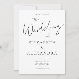 Convites Casamento de Script de Código QR Elegante Minimali