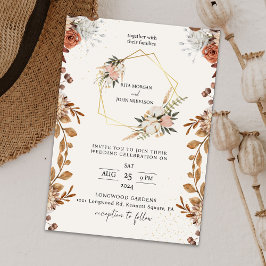 Convites Casamento de Script de Creme Moderno Boho