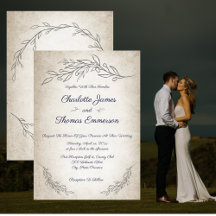 Casamento de Script de Folhas Suaves Elegantes