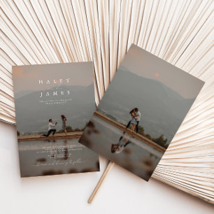 Convites Casamento de Script de Foto Moderno Na moda Minima