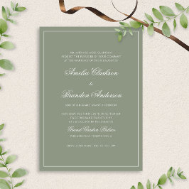 Convites Casamento de Script de Fronteira Verde do Classic