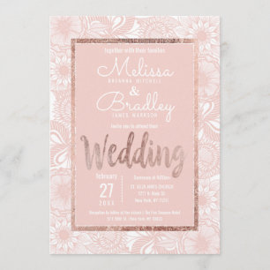 Convites Casamento de Script de Pincel Cor-de-rosa com Blus