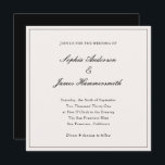 Convites Casamento de Script de Quadro Preto Formal Clássic<br><div class="desc">Modelo de convite de casamento elegante,  formal e quadrado clássico com tipografia de script de caligrafia para os casais,  fundo branco creme,  quadro elegante na frente e um backer preto. Personalize-o com as suas próprias informações de casamento.</div>