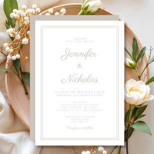 Convites Casamento de Script de Taupe Moderno Elegante