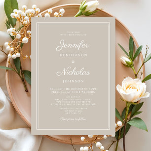 Convites Casamento de Script de Taupe Moderno Elegante