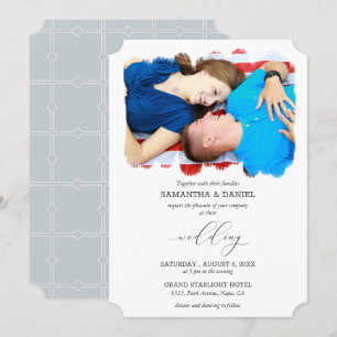 Convites Casamento de Script de Tipo de Cinza de Fotografia