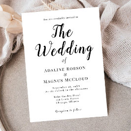 Convites Casamento de Script de Tipografia Elegante Branca