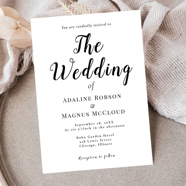 Convites Casamento de Script de Tipografia Elegante Branca  (Criador carregado)