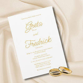 Convites Casamento de Script Dourado da Elegância Simples d