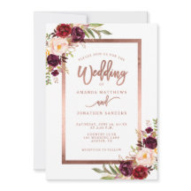 Casamento de Script Dourado Rosa Floral Vermelho B