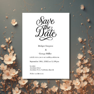Convites Casamento de Script Elegante branco preto seguro a
