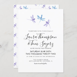 Convites Casamento de Script Elegante Dragonfly